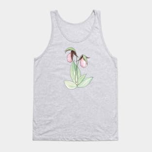 Pink Lady's Slipper Orchid Watercolor Illustration Tank Top